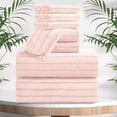 thumbnail image 6 of Jessy Home 8 Pcs Pink Bicolor bar Stripe Large Bath Towels Set 2 Oversized Bathroom Towels, 2 Hand Towels, 4 Washcloths, 6 of 7