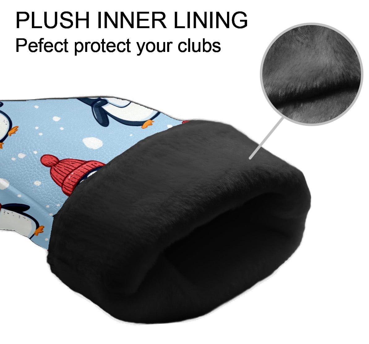 Golf Club Covers PU Leather Waterproof Head Covers for Fairway Woods Hybrids Cartoon Penguin