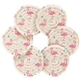 thumbnail image 3 of 6 Pcs Drink Coasters with Holder 3.94in Woven Coasters for Drinks Cute Flamingo Pattern Coaster Set for Protection Table, 3 of 7