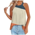 thumbnail image 2 of ZyeKqe Women Sleeveless Tops Casual Summer Tops High Neck Top Trendy Tunic Flowy Camisole Pleated Vest, 2 of 4
