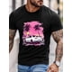 thumbnail image 2 of Men's T-Shirt,Short Sleeve Tee Shirt Casual Tops White Car Palm Trees Crew Neck T Shirts for Men, 2 of 8
