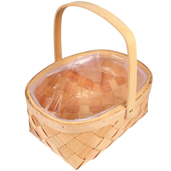 HOOWIFFY Large Woven Storage Basket with Round Handles, Wooden Texture Organizer Bin, and Stylish, 1 Pack