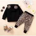 thumbnail image 7 of StylesILove Baby Toddler Girls 3D Ears Letter Print Long Sleeve Pullover Hoodie & Leopard Pants 2pcs Fall Winter Outfit (Black, 12 Months), 7 of 7