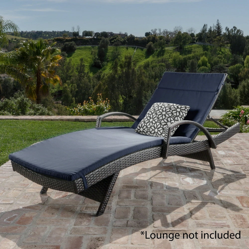 Anthony Outdoor Chaise Lounge Cushion, Navy Blue