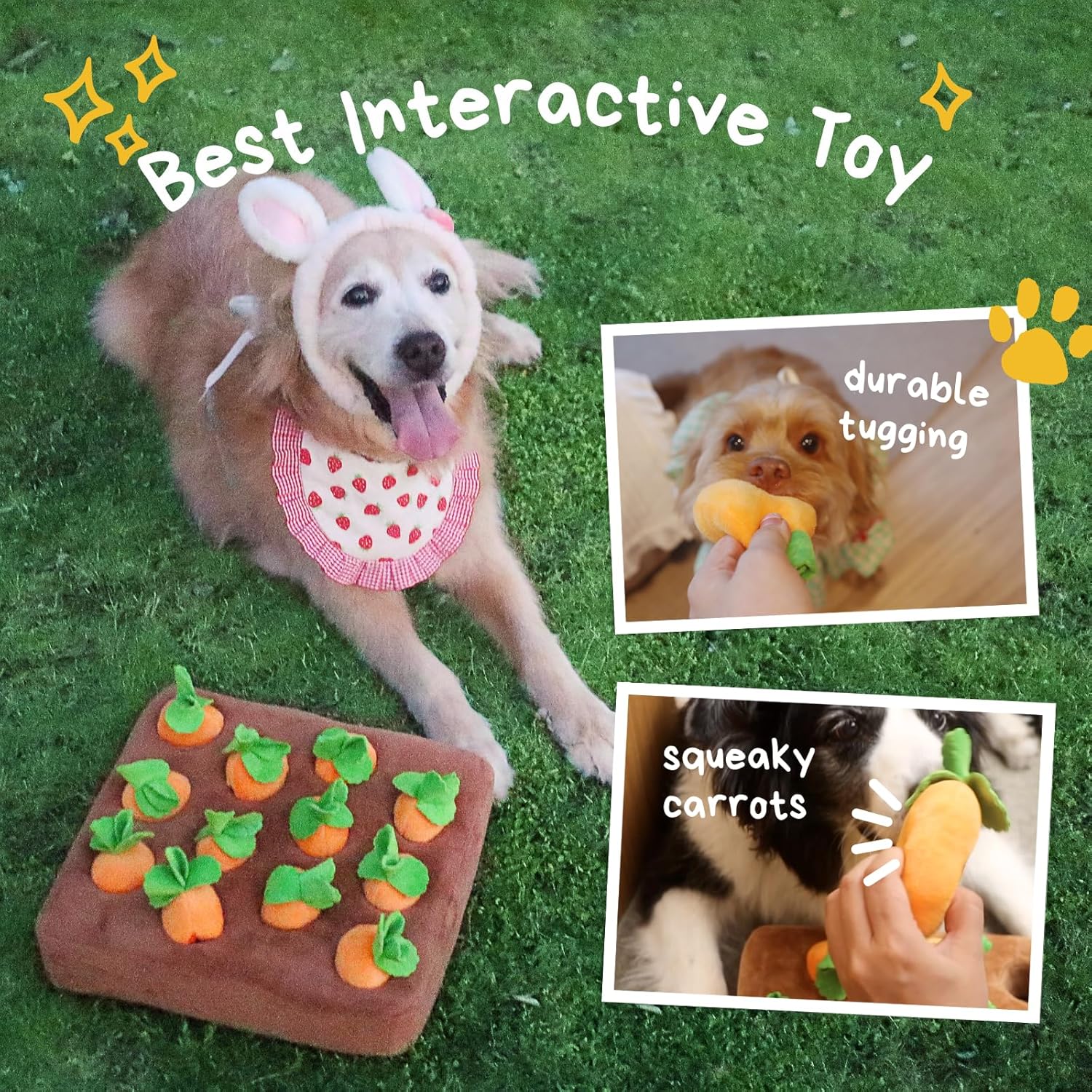 12PCS Interactive Dog Toys, Dog Enrichment Puzzle, Hide and Seek Carrot Farm Dog Toys Plush Puzzle Toys Carrot Patch Toy for Mental Puppy Brain Training of Small Medium and Large Dogs