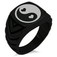 thumbnail image 1 of Stainless Steel Love Heart Yin Yang Chevron Pattern Biker Style Polished Ring, 1 of 1