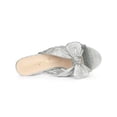 thumbnail image 4 of BLISSFUL STEP Women's Shoes Bow Chunky Heel Slip on Slide Sandals Silver 8.5, 4 of 7