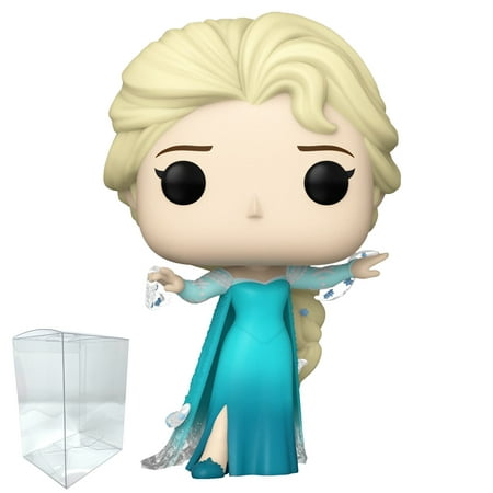 Disney 100 Elsa #1319 Funko Pop with Protector Bundle - Includes Disney 100 Elsa #1319 Vinyl Figure with Blue Salamander Emporium Plastic Protector Case