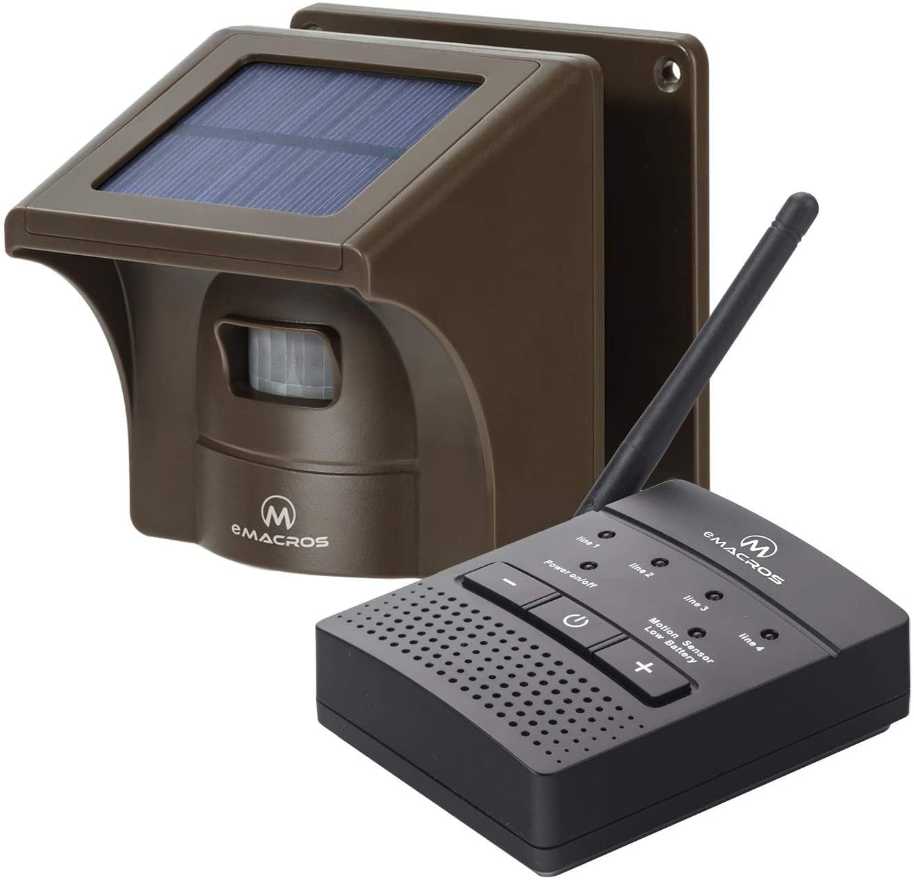 eMACROS 1/2 mile Long Range Solar Wireless Driveway Alarm Outdoor Motion Sensor & Detector