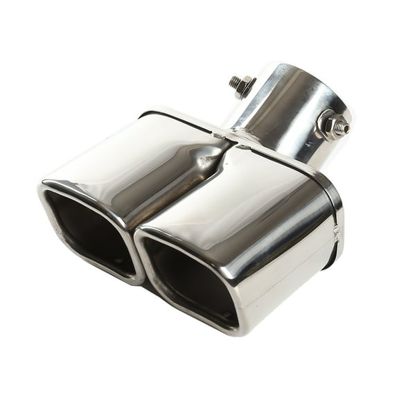 63mm Exhaust Tips Muffler Stainless Steel Car Exhaust Tail Pipe Double Outlet Square Mouth End Pipe Silver