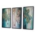thumbnail image 3 of Designart "Hydrangea Flower Blossoming in Retro Teal and Gold I" Hydrangea Framed Wall Art Set Of 3 - Gold Traditional Frame Gallery Set For Office Decor, 3 of 6
