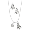 thumbnail image 1 of Delight Jewelry Silvertone 3-D Tiara Silver tone Zig Zag Christmas Tree Charm Necklace and Stud Earrings, 1 of 4