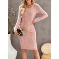 thumbnail image 5 of Asyoly Women Cable Knit Pullover Sweater Dress Crewneck Pencil Midi Bodycon Sweaters Dress, 5 of 8