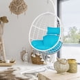 thumbnail image 2 of Abble Outdoor Wicker Hanging Basket Swing Chair with Cushion and Stand - White & Auqa, 2 of 5