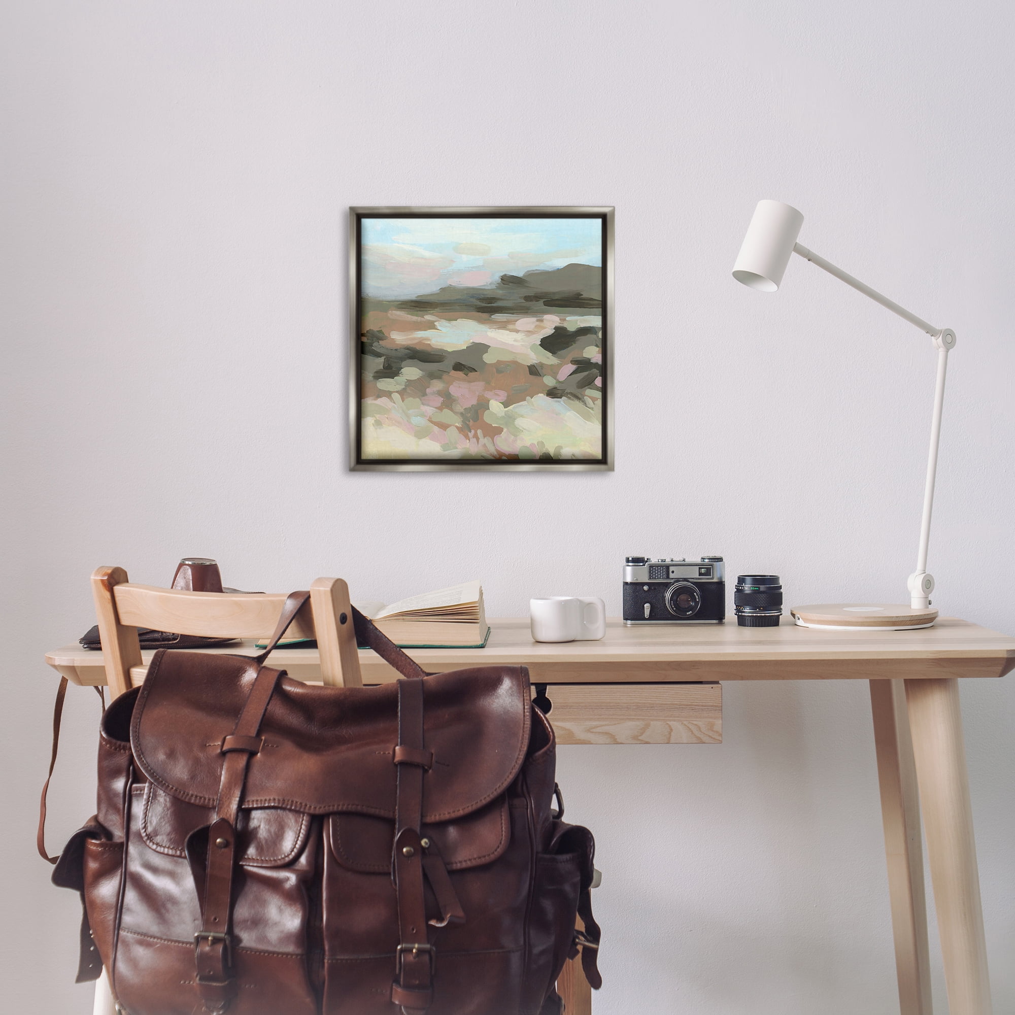 Stupell Industries Modern Brushed Landscape Landscape & Nature Painting Gray Floater Framed Canvas Art Print Wall Art, 25 x 25