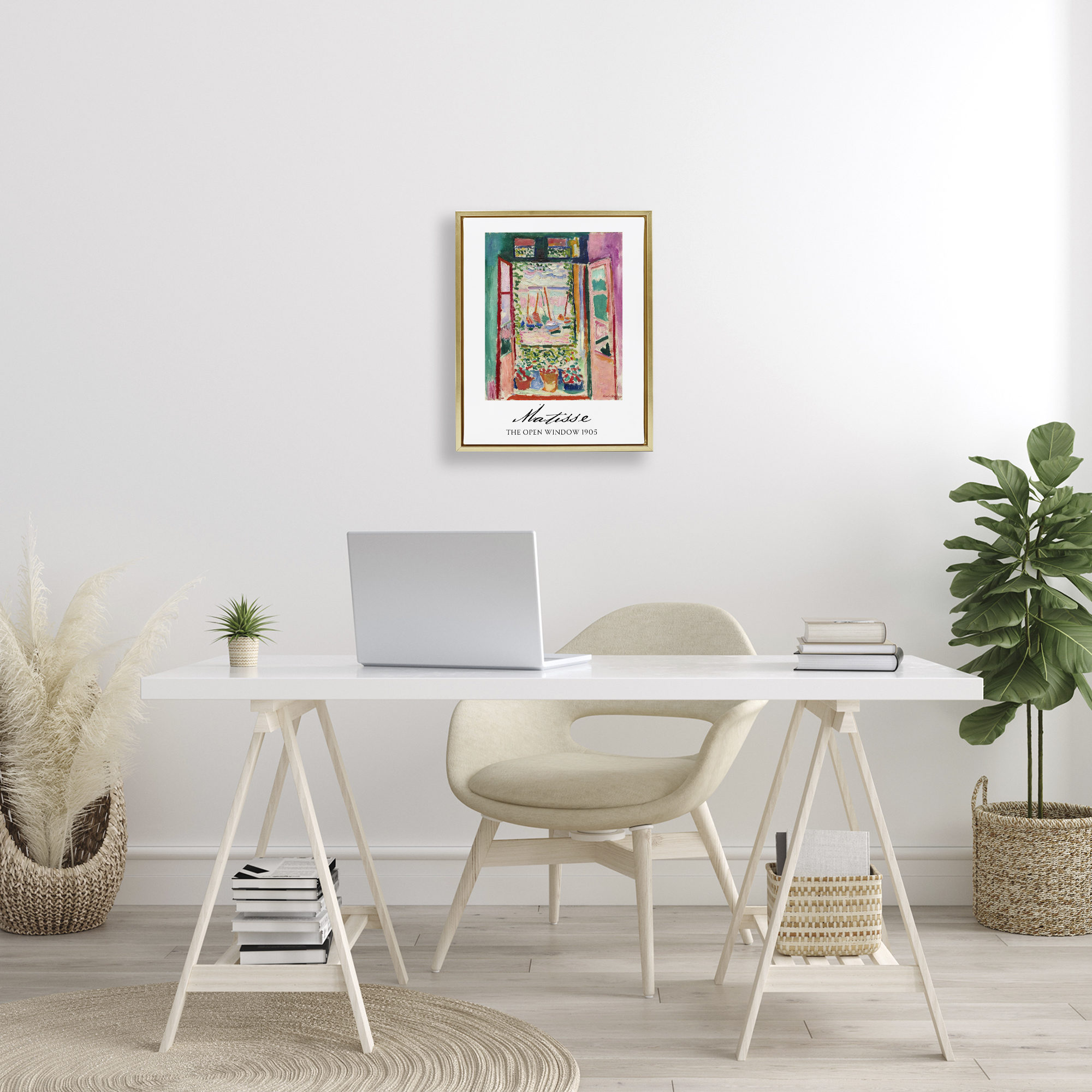 The Open Window Matisse Gold Framed Floater Canvas Wall Art, design by Vintage Hustle