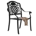 thumbnail image 2 of Dextrus Outdoor Cast Aluminum Armrest Dining Chairs Set of 2 Patio Bistro Chairs, Black, 2 of 8