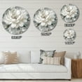thumbnail image 4 of Designart "Peony Blooms In Motion White & Grey I" Floral Peony Metal Round Wall Decor, 4 of 5