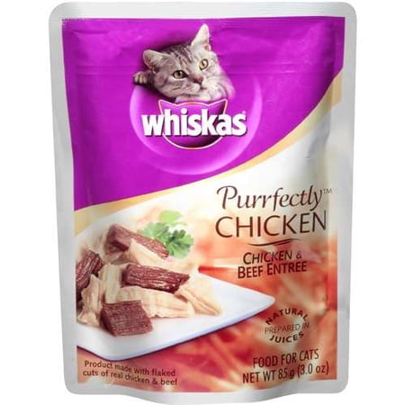 Whiskas Purrfectly Chicken & Beef Entree Cat Food, 3 Oz