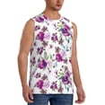 thumbnail image 2 of Fotbe Violets Flowers Men's Camiseta sin Mangas Estampada para Hombres, Playera Casual para Gimnasio, Entrenamiento, Playa-3X-Large, 2 of 7