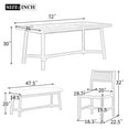 thumbnail image 3 of PORKISS 6-Piece Dining Room Set, Farmhouse Dining Table Set with Bench and 4 Upholstered Chairs, Natural, 3 of 11