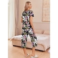 thumbnail image 3 of Ekouaer Women' Pajama Sets Short Sleeve Sleepwear Button Up 2 Piece Pj Loungewear Top and Capri Pants, 3 of 6