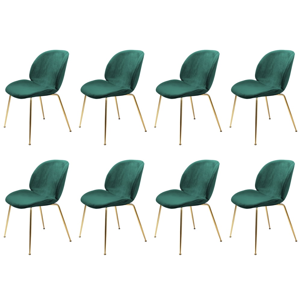 Leejay Green Velvet Side Dining Chairs with Gold Legs for Kitchen ,Set