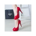 thumbnail image 5 of Gomelly Ladies Stiletto Heels High Heel Pump Shoe Slip On Heeled Pumps Lightweight Dress Shoes Office Wedding Red 8, 5 of 9