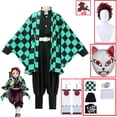 thumbnail image 2 of Disfraz de Cosplay de Demon Slayers Kimetsu no Yaiba, Tanjirou Kamado, Kimono, capa, ropa de Anime para fiesta de Halloween, conjunto de uniforme, 2 of 4