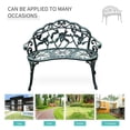 thumbnail image 4 of Aimee Lii Outdoor Bench, Cast Aluminum Outdoor Furniture, Metal Bench with Floral Rose Accent & Antique Finish, Outdoor Furniture for Outdoor Patio Garden Backyard, Green, 4 of 11