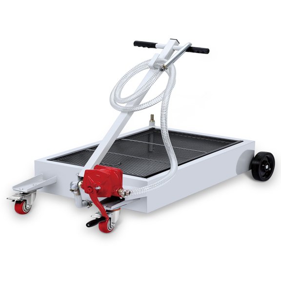 Oil Drain Pan with Hand Pump & 8 Ft Hose, T Folding Handle Oil Drain Cart for Truck Cars SUVs()15 Gallon Or 17 Gallon)