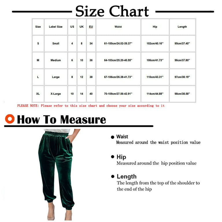 XFLWAM Womens Elastic High Waist Gold Velvet Trousers Casual Baggy  Sweatpants Comfort Lounge Joggers Pants with Pockets Green M