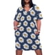 thumbnail image 2 of Daisy Blues # 2 - Patrón de margaritas en azul marino Vestido suelto con bolsillo Vestido de noche vintage para mujer 2025, 2 of 7