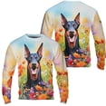thumbnail image 3 of Welcome Spring Summer Doberman Pinscher Portrait Flower Blue Sky All Over Print 3D Sweatshirt Unisex Merch Doberman Dog Lover Gifts - 12001, 3 of 6