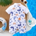 thumbnail image 5 of Lullu Newborn Boys Zipper Short Sleeve Rash Guard One Piece Bathing Suit UPF 50+ Swimsuit, 5 of 8