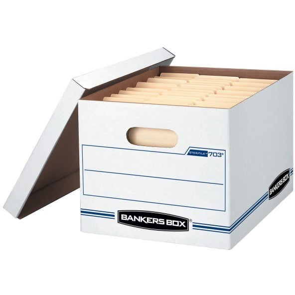 Case of 12 Fellowes Wire White/Blue Bankers Box 00302 STOR/DRAWER Steel Plus Storage Box Check Size 
