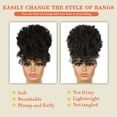 thumbnail image 6 of MORICA Drawstring Ponytail with Bangs Afro Puff Ponytail Extensions for Women Short Curly Puff Ponytail with Bangs Clip in Wrap Updo Hairpiece for Women (black), 6 of 7