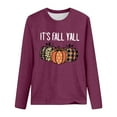 thumbnail image 4 of Fiaer,Long Sleeve Tshirt Halloween T-Shirt for Adult Women Crew Neck Plus Size Pumpkin Printed Loose Fit Casual Tops Purple2 XXL, 4 of 4