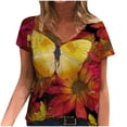 thumbnail image 2 of Pntutb Moda Mujer tops Verano Cuello en V Estampado Manga Corta Camiseta Casual Blusa Suelta Pntutb Pntutb-3346, 2 of 4