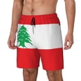thumbnail image 5 of Men's 2 in 1 Swim Trunks with Compression Liner Lebanese Flag Quick Dry Beach Shorts, 5 of 6