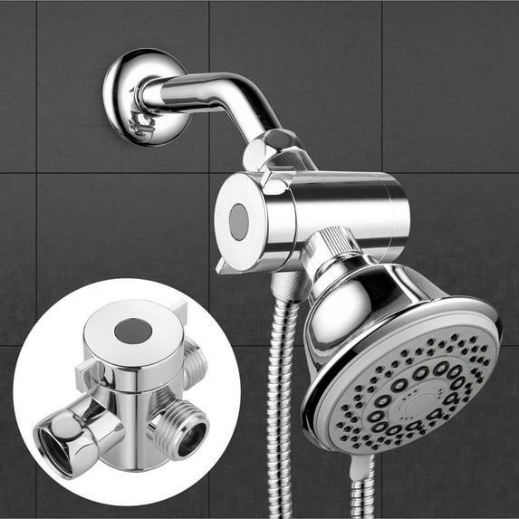 Shower Head Diverter Valve, EEEkit G1/2 3-Way T-adapter Connector Shower Arm Diverter Valve for Hand Held Showerhead and Fixed Spray Head, Bathroom Universal Shower System Component Replacement Part