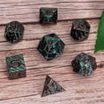 thumbnail image 5 of Maywin Dados de rayas de metal, dados Dnd con rayas metálicas sólidas y brillantes, con caja de metal de regalo para juegos de mesa de mazmorras y dragones (níquel negro, verde oscuro), 5 of 5