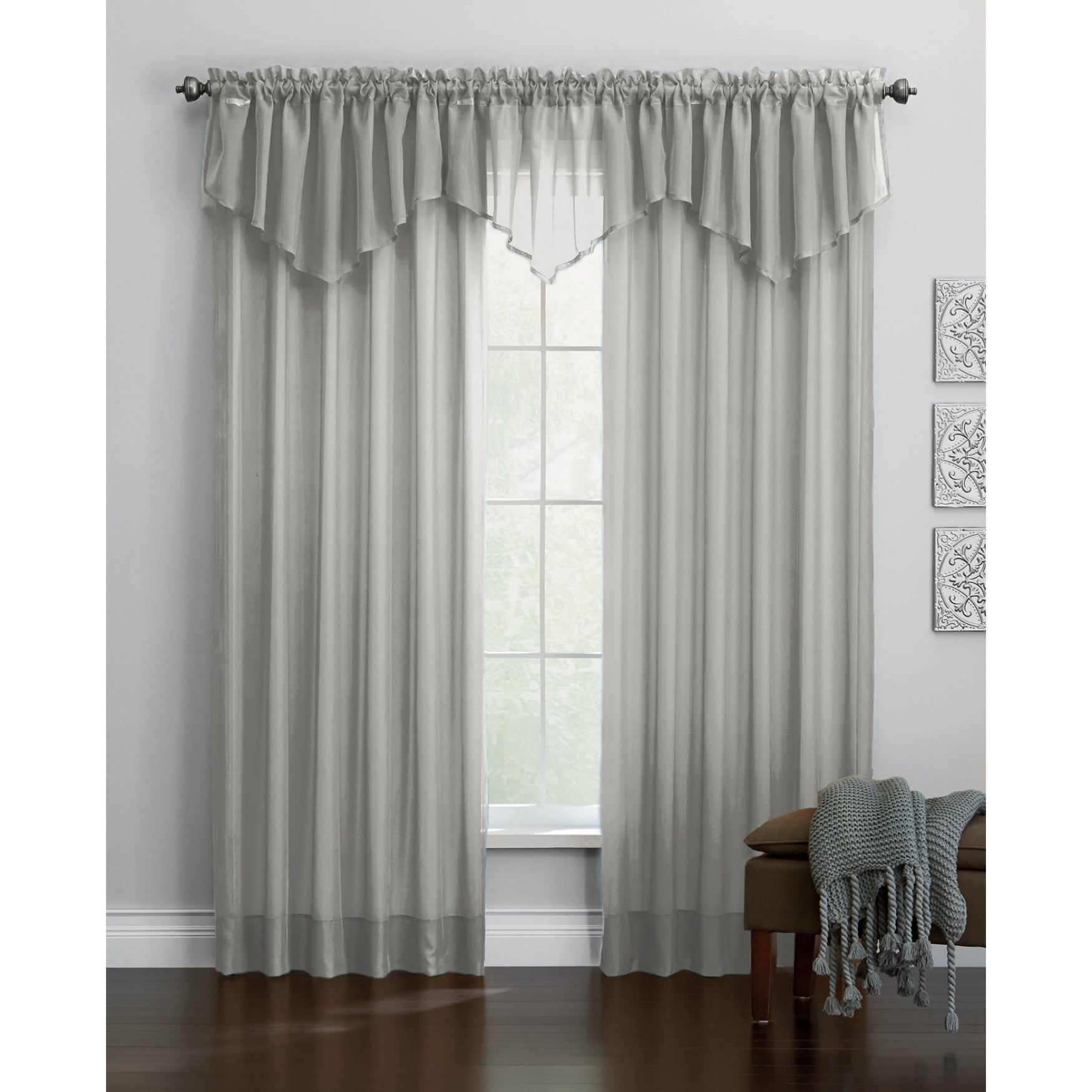 Brylanehome Sheer Voile Ascot Valance Curtain Window Drape Walmart