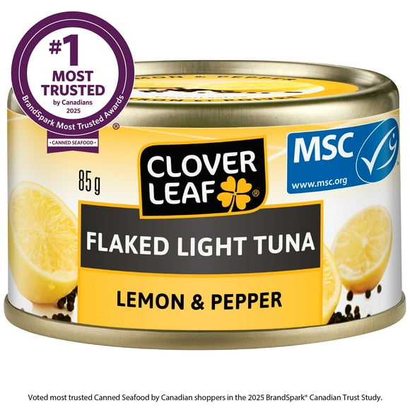 Clover LEAF® Lemon & Pepper Flaked Light Tuna, 85 g