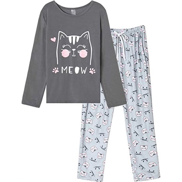MyFav Women's Christmas Pajama Set LongSleeve Sleepwear Set Warm Cute