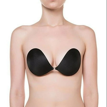 Seamless Push Up Adhesive Bra with Molded Pads (Size C  Black)