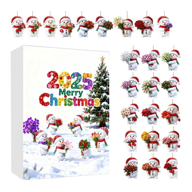 Calendario de Adviento de Navidad 2025 con adorno colgante de muñeco de nieve coleccionable navideño Estilo F