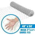 thumbnail image 2 of Fencer Wire 11.5 Gauge Galvanized Steel Chain Link Fence Fabric, Diamond Mesh Size 2-3/8 Inch, Galvanized&nbsp;Fencing Wire Roll for Home Improvement and Animals Enclosure (4ft. x 50ft.), 2 of 9
