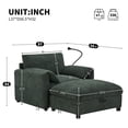 thumbnail image 2 of Accent Chair, Single Sofa, Chaise Lounge with Oversized Storage Ottoman and Adjustable Phone Holder, Chenille Armchair with Pillow Armrests and Side Pockets, for Living Room, Green, 2 of 6
