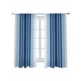 thumbnail image 2 of Sheer Curtains 63 Inches Long, Navy Blue Ombre Stripe Light Filtering Window Curtains for Living Room/Bedroom, Farmhouse Simple Striped Rod Pocket Voile Sheer Curtain Drapes, 52"W x 63"L, 2 Panels, 2 of 8